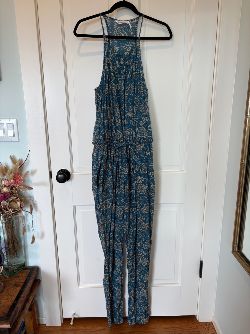 Isabel Marant Etoile Teal Floral Cotton Jumpsuit